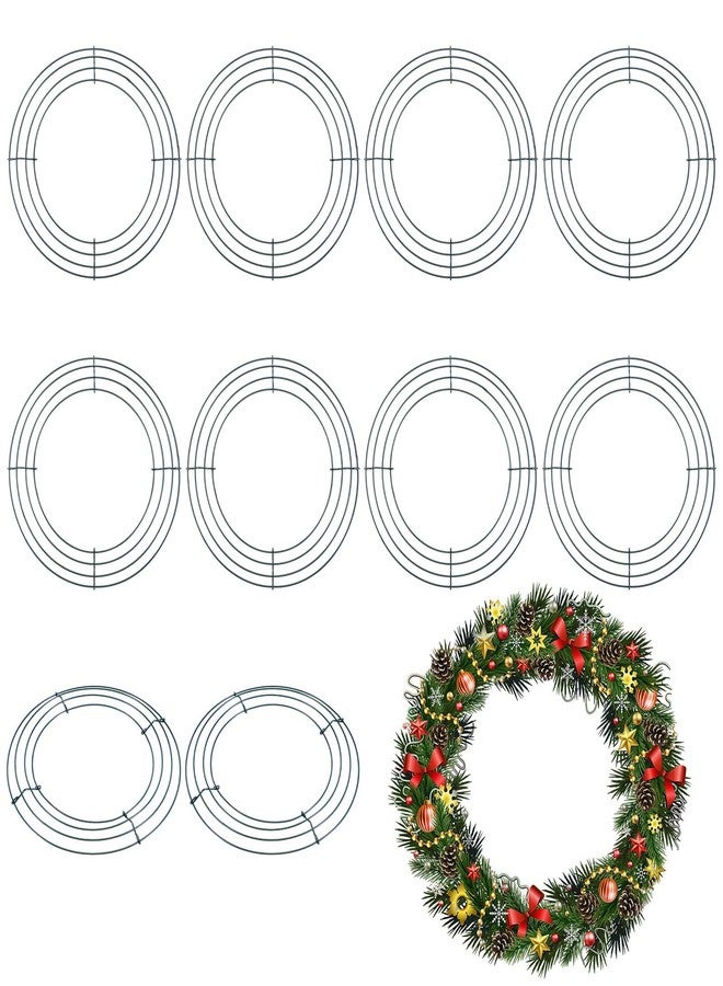 xozeooeu 10 Pack 10 Inch Wire Wreath Frame, Metal Round Wreath Form Ring for Christmas Floral Crafts Wedding Door Decor - Image 1